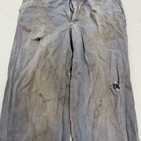 Vintage 50s Blue Sanforized Sail Cloth Workwear Chinos 28x29 - Picture 2 of 6